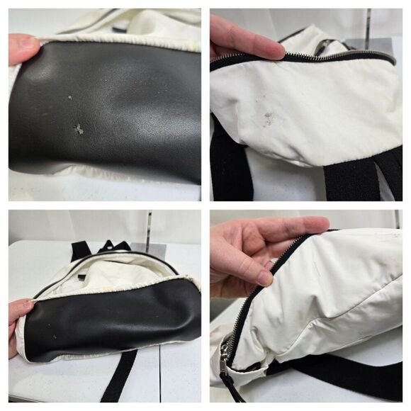 AllSaints Olena Backpack White Black Big Polyester Leather Zip Pockets School main image 7